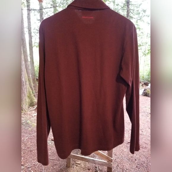 Gianni Versace Classic Long Sleeve Zip Collar T Shirt Polo Medium Burgundy Mens - Picture 4 of 7